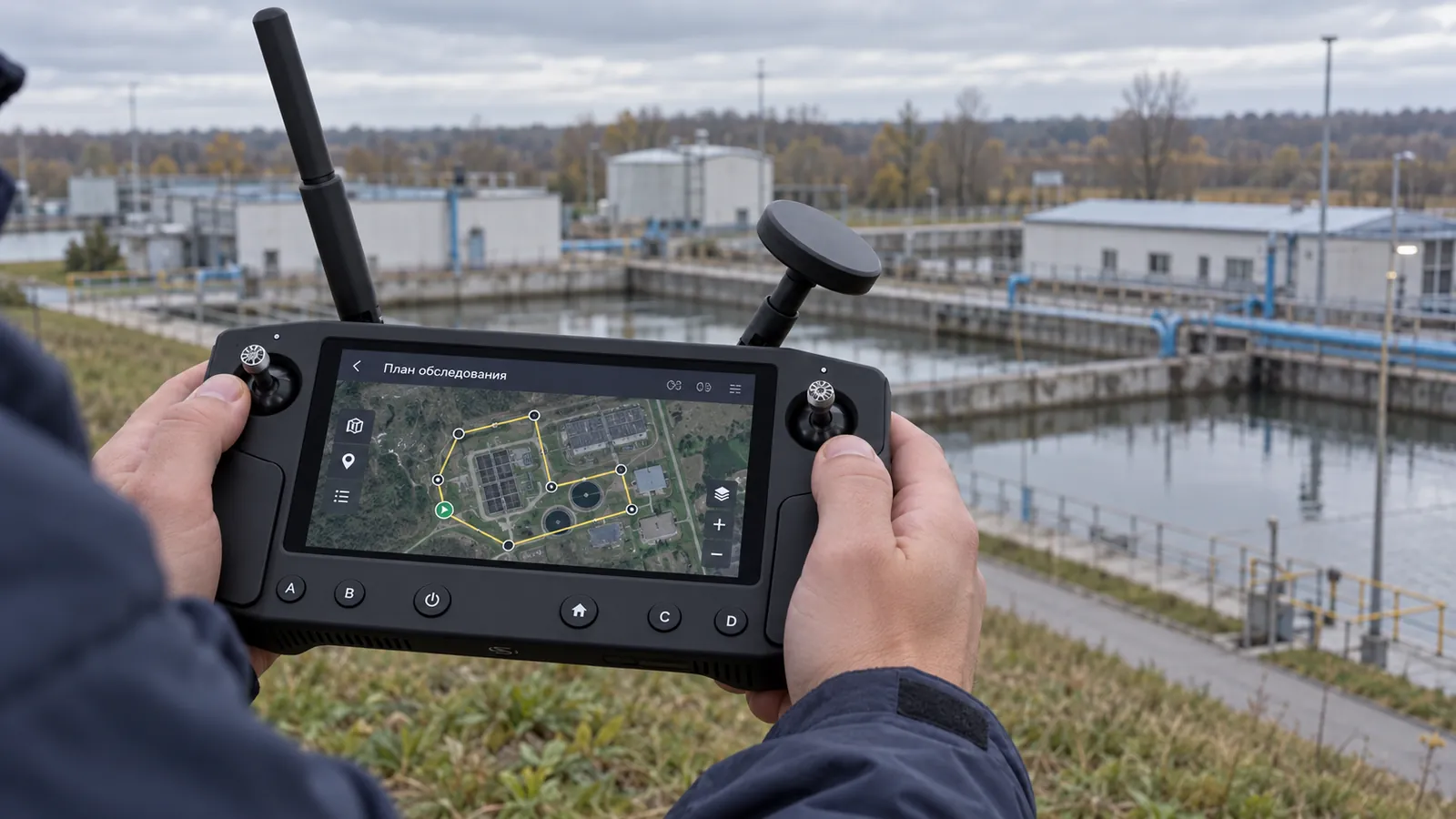 Planning an inspection of an industrial facility on a ground-based console