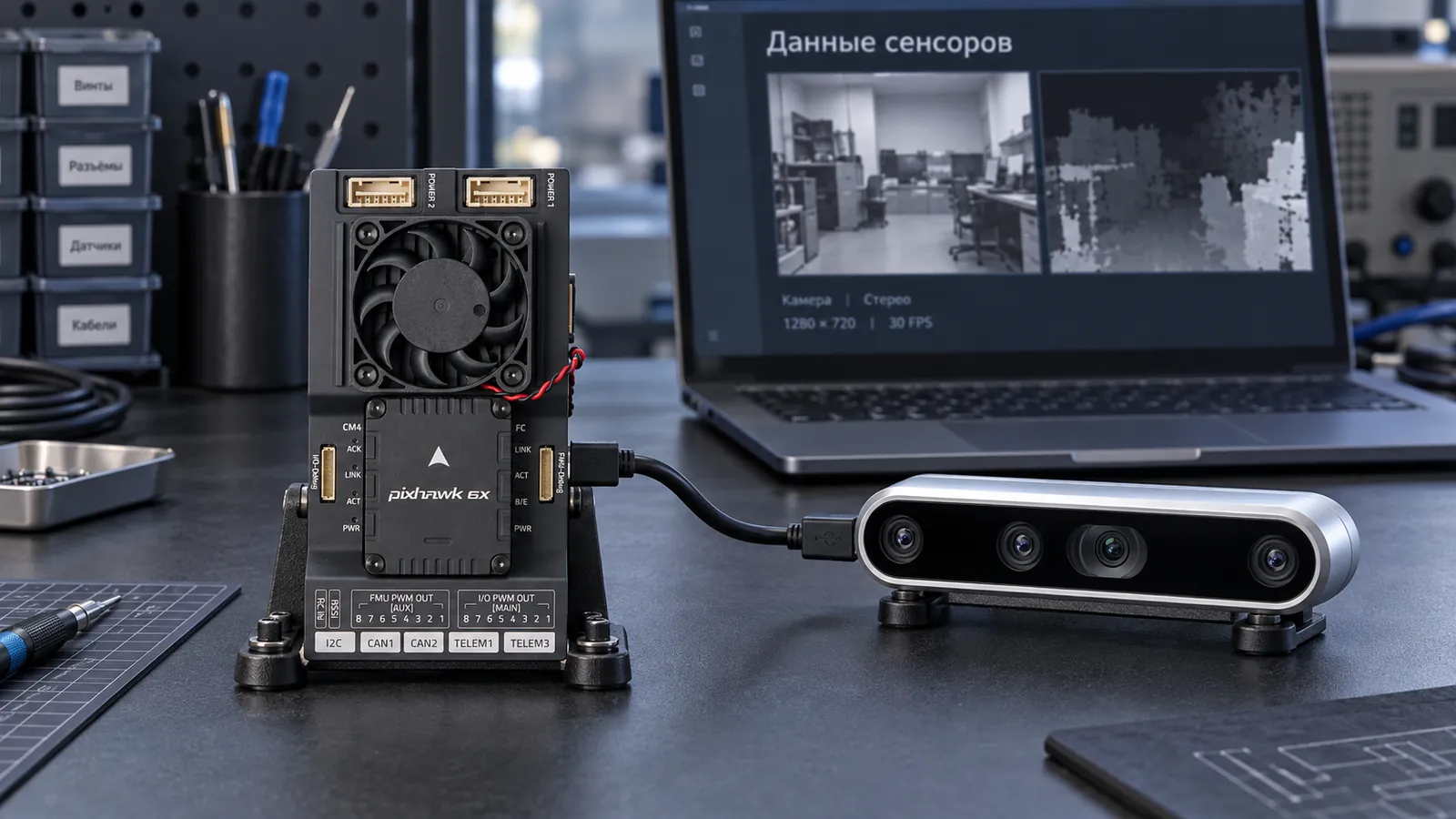 Интеграция стереокамеры, бортового вычислителя и программной обработки данных